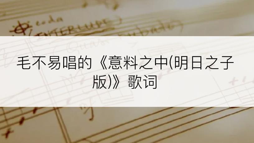 毛不易唱的《意料之中(明日之子版)》歌词