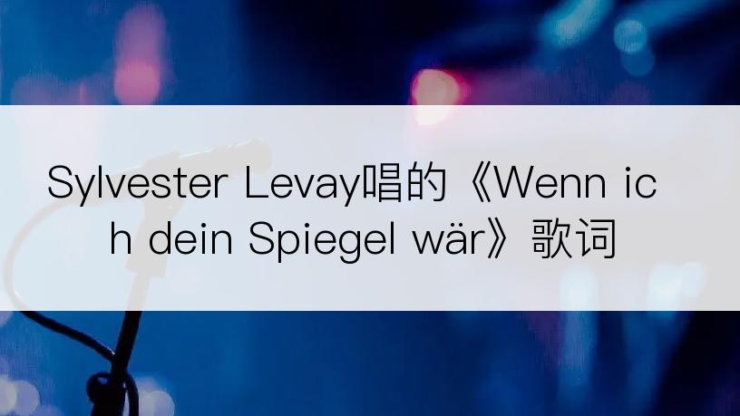 Sylvester Levay唱的《Wenn ich dein Spiegel wär》歌词