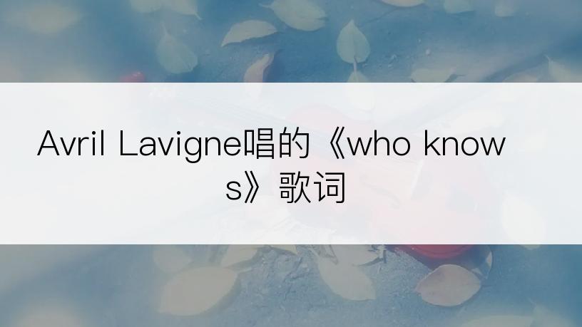 Avril Lavigne唱的《who knows》歌词