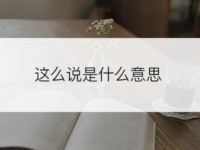 这么说是什么意思