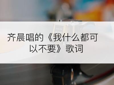 齐晨唱的《我什么都可以不要》歌词