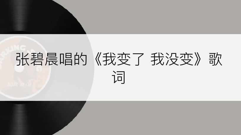 张碧晨唱的《我变了 我没变》歌词