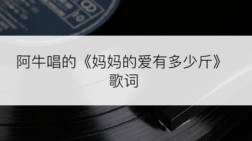 阿牛唱的《妈妈的爱有多少斤》歌词