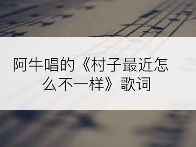 阿牛唱的《村子最近怎么不一样》歌词