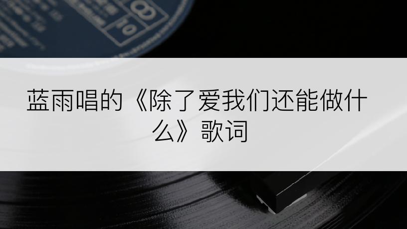 蓝雨唱的《除了爱我们还能做什么》歌词