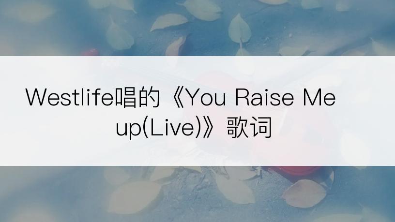 Westlife唱的《You Raise Me up(Live)》歌词