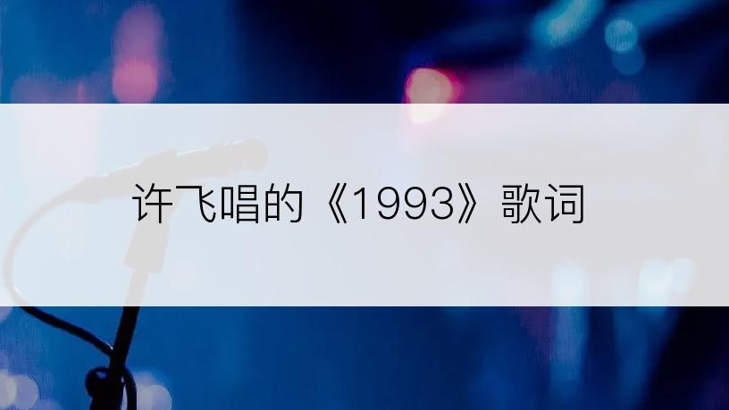 许飞唱的《1993》歌词