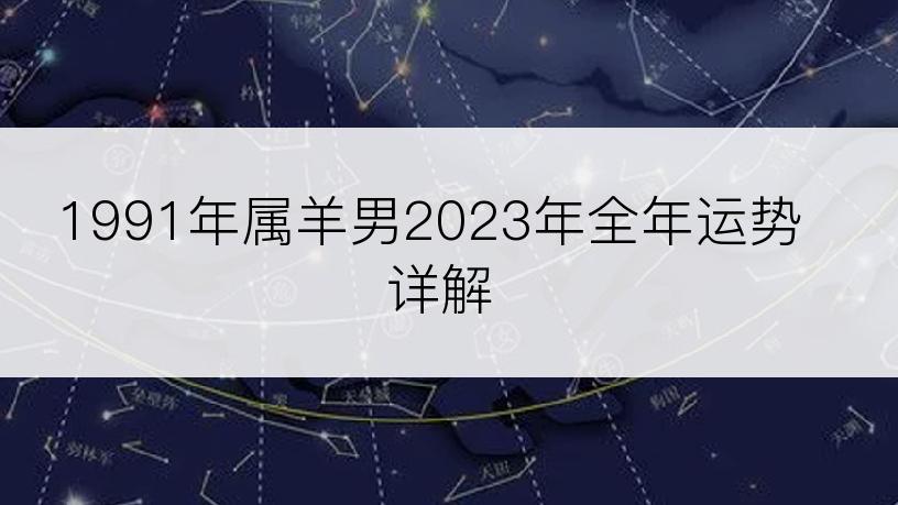 1991年属羊男2023年全年运势详解