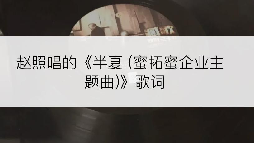 赵照唱的《半夏 (蜜拓蜜企业主题曲)》歌词