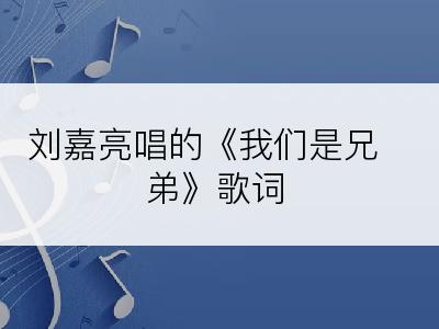 刘嘉亮唱的《我们是兄弟》歌词