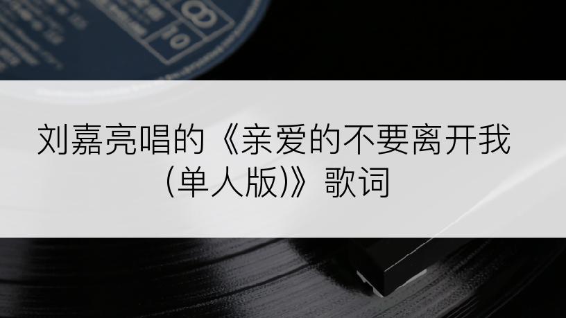 刘嘉亮唱的《亲爱的不要离开我(单人版)》歌词