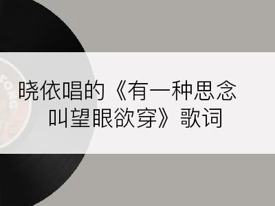 晓依唱的《有一种思念叫望眼欲穿》歌词