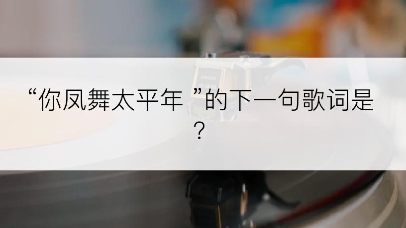 “你凤舞太平年 ”的下一句歌词是?