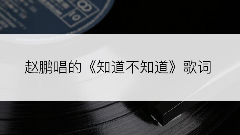 赵鹏唱的《知道不知道》歌词