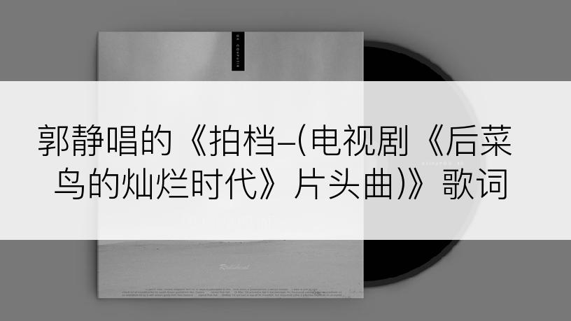 郭静唱的《拍档-(电视剧《后菜鸟的灿烂时代》片头曲)》歌词