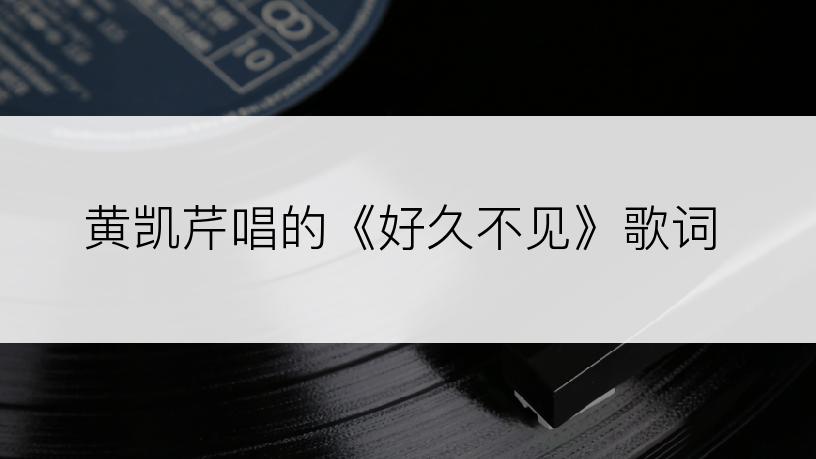 黄凯芹唱的《好久不见》歌词