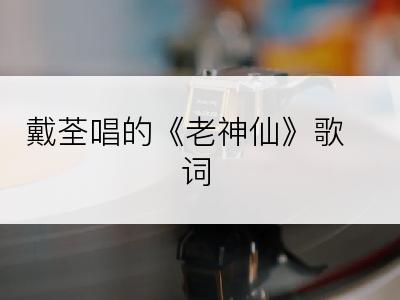 戴荃唱的《老神仙》歌词