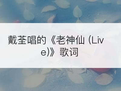 戴荃唱的《老神仙 (Live)》歌词