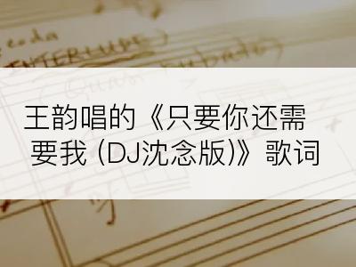 王韵唱的《只要你还需要我 (DJ沈念版)》歌词