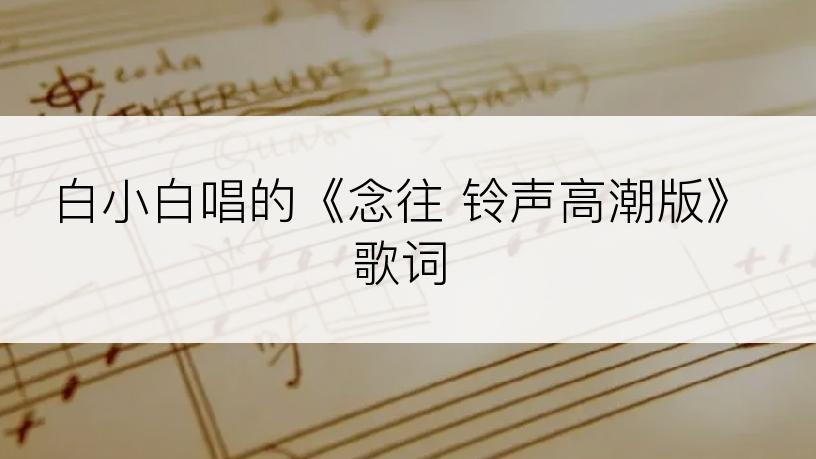 白小白唱的《念往 铃声高潮版》歌词