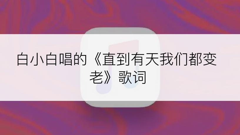 白小白唱的《直到有天我们都变老》歌词