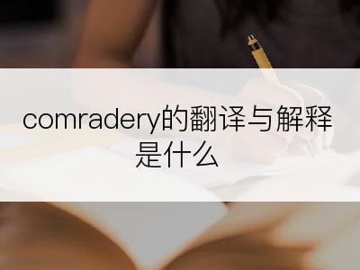 comradery的翻译与解释是什么