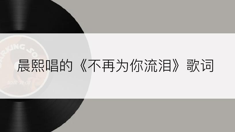 晨熙唱的《不再为你流泪》歌词