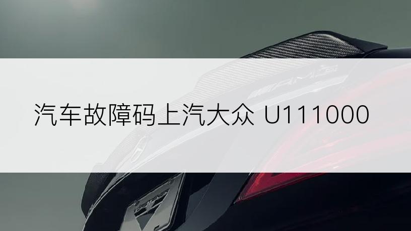 汽车故障码上汽大众 U111000