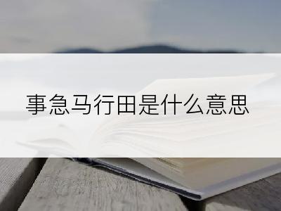 事急马行田是什么意思