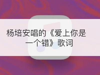 杨培安唱的《爱上你是一个错》歌词