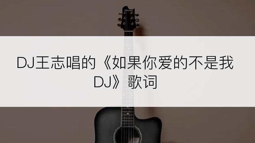 DJ王志唱的《如果你爱的不是我DJ》歌词