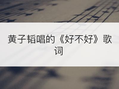 黄子韬唱的《好不好》歌词