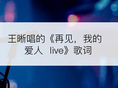 王晰唱的《再见，我的爱人  live》歌词