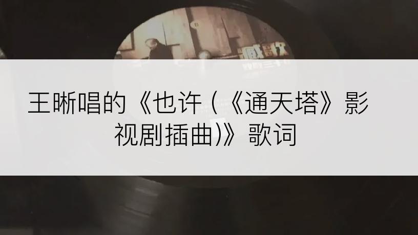 王晰唱的《也许 (《通天塔》影视剧插曲)》歌词