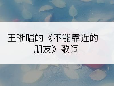 王晰唱的《不能靠近的朋友》歌词