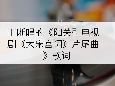 王晰唱的《阳关引电视剧《大宋宫词》片尾曲》歌词