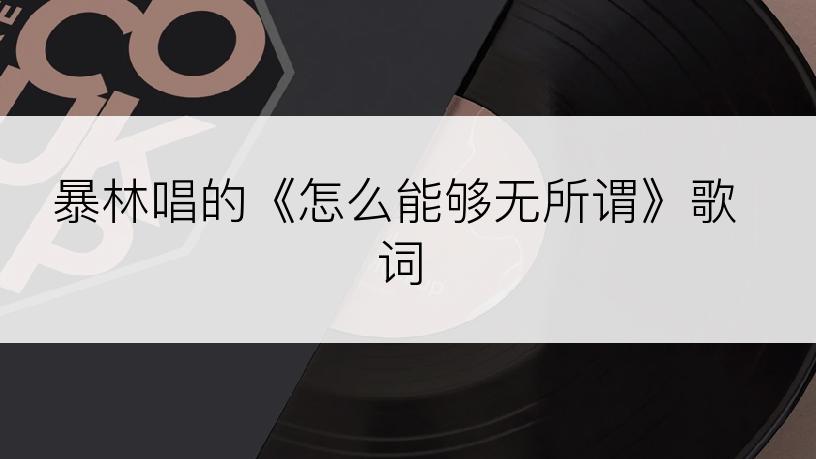 暴林唱的《怎么能够无所谓》歌词