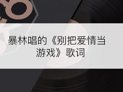 暴林唱的《别把爱情当游戏》歌词