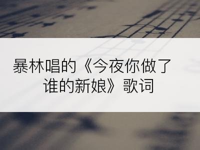 暴林唱的《今夜你做了谁的新娘》歌词