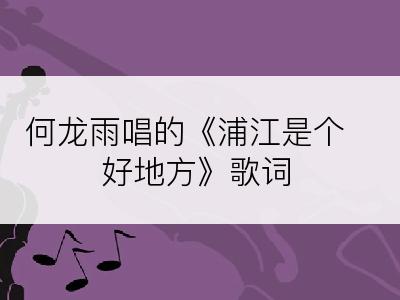 何龙雨唱的《浦江是个好地方》歌词