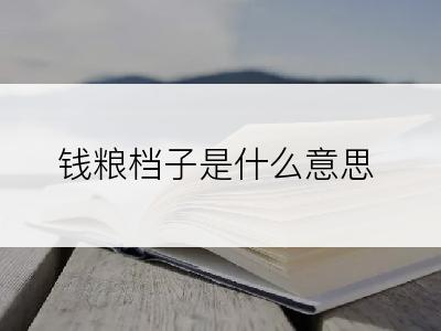 钱粮档子是什么意思