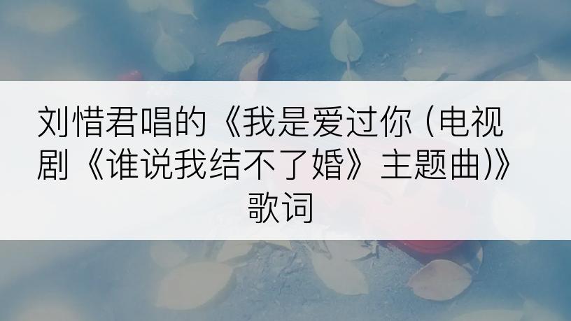 刘惜君唱的《我是爱过你 (电视剧《谁说我结不了婚》主题曲)》歌词