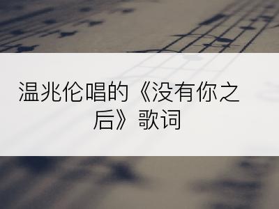 温兆伦唱的《没有你之后》歌词