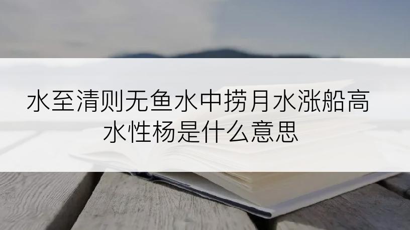 水至清则无鱼水中捞月水涨船高水性杨是什么意思