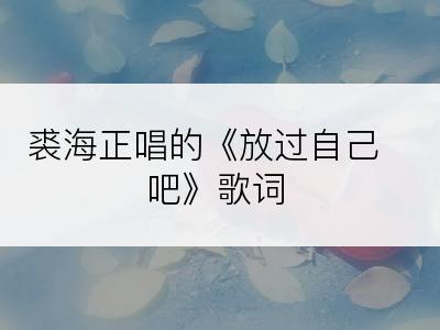 裘海正唱的《放过自己吧》歌词