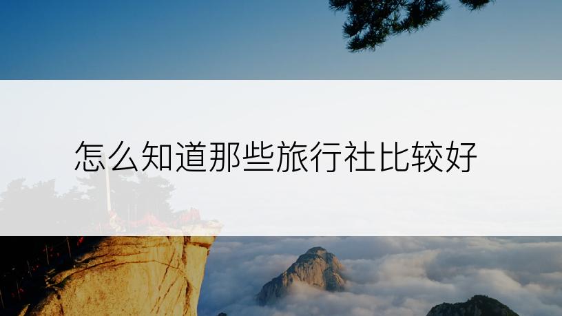 怎么知道那些旅行社比较好