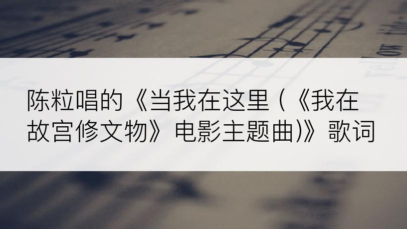 陈粒唱的《当我在这里 (《我在故宫修文物》电影主题曲)》歌词