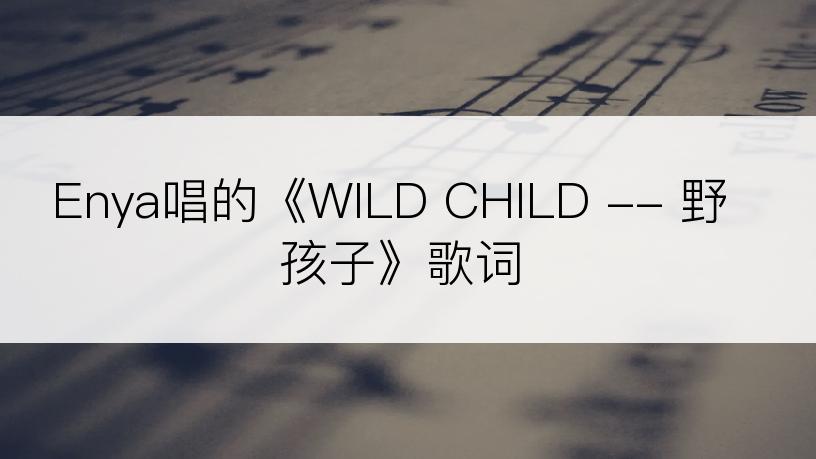 Enya唱的《WILD CHILD -- 野孩子》歌词