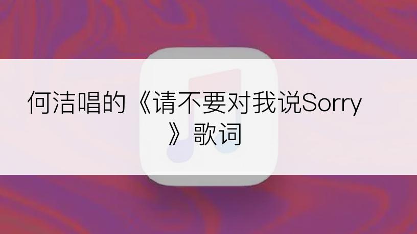 何洁唱的《请不要对我说Sorry》歌词