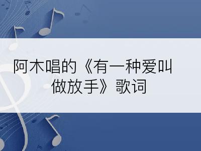 阿木唱的《有一种爱叫做放手》歌词